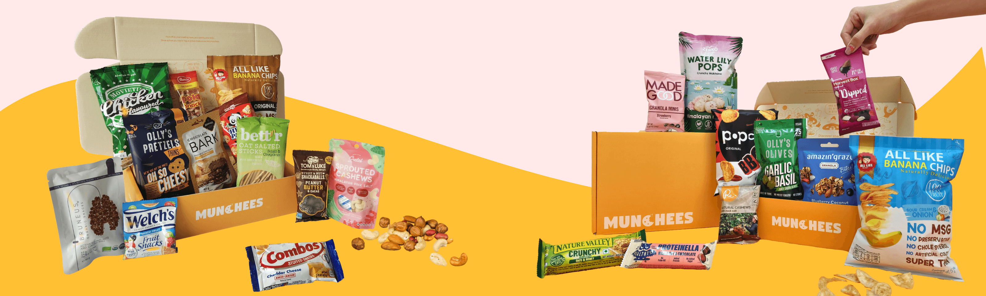 banner for build a munchees snacks box gifting and office pantry snack stocking in singapore