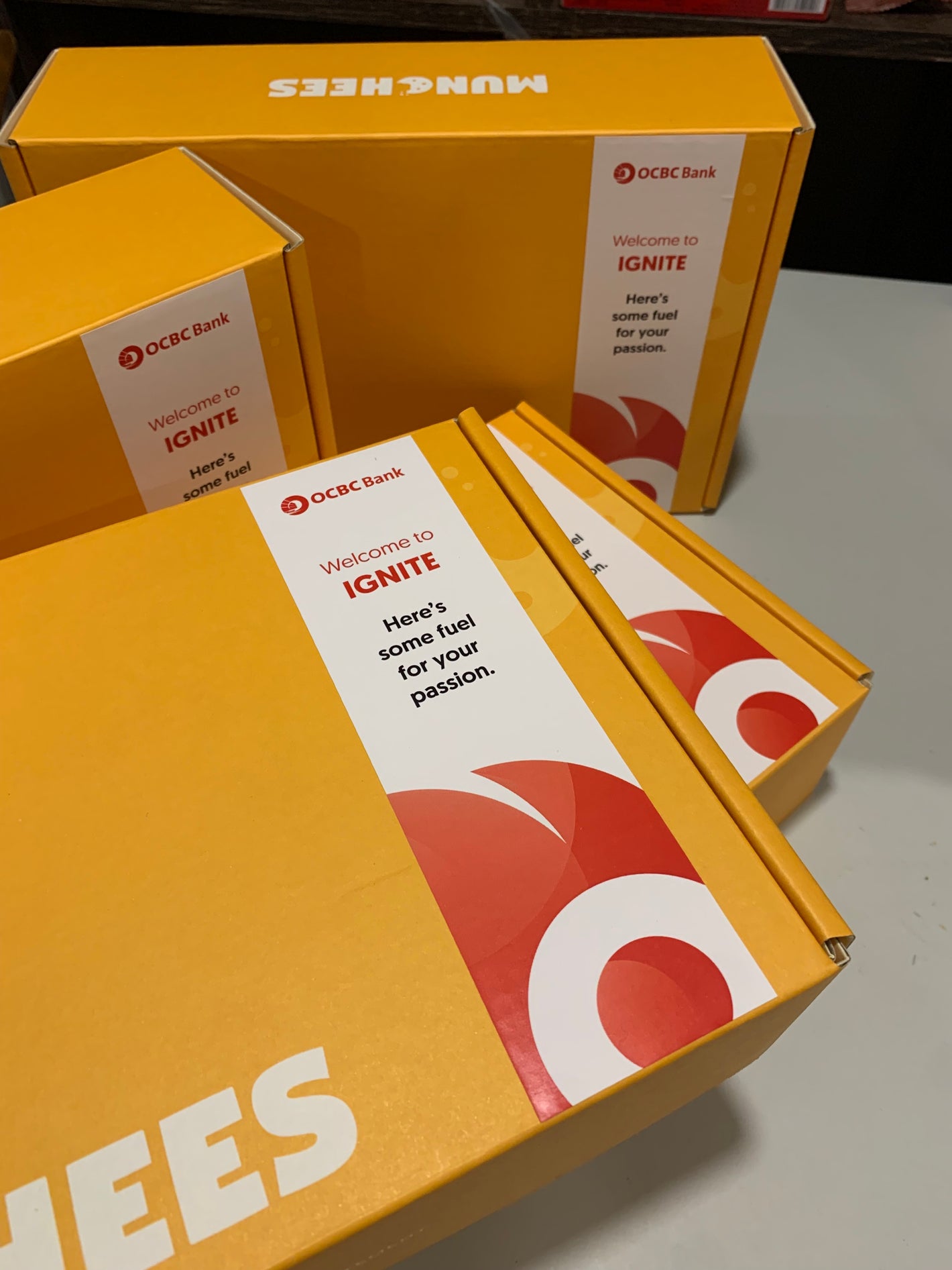 MUNCHEES welcome snack packs for OCBC interns.